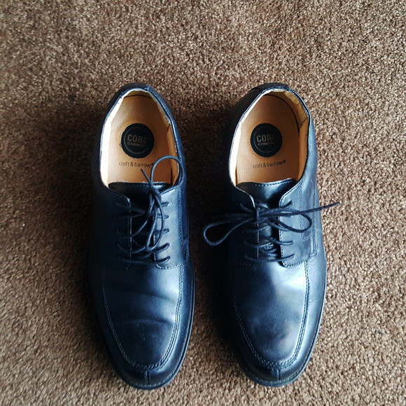 Chaussures Croft & Barrow En Cuir Noir Taille 6.5 US - Fermeture Bouton Côté - Occasion Comme Neuves